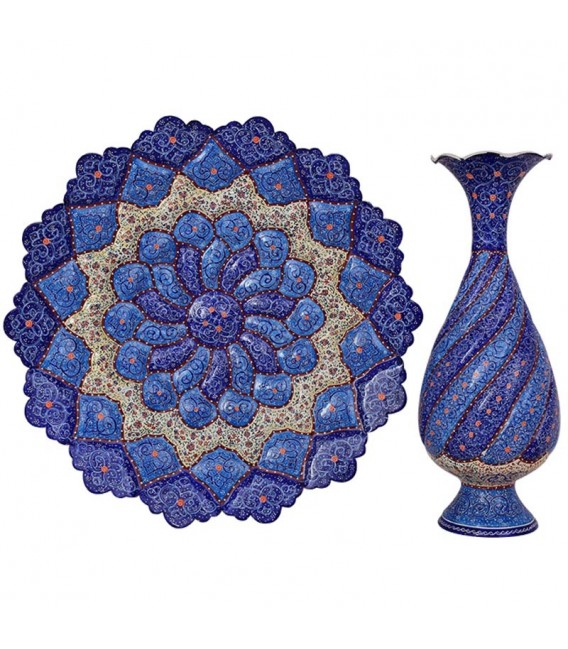 Minakari vase and plate