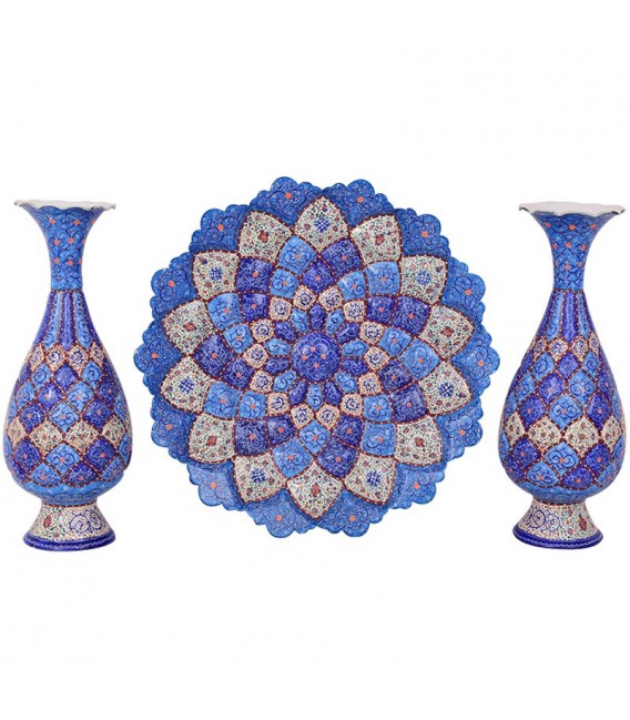 Minakari vase and plate set 