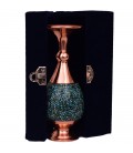 Pack publicitaire 14- Vase 17 cm incrusté de turquoise balustre avec boîte en daim