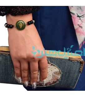 Resin bracelet with beads leaves design
