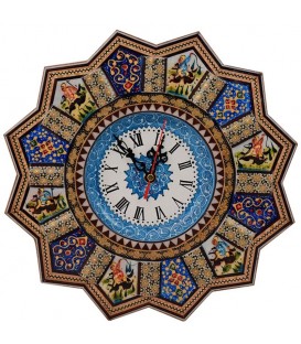Horloge en khatamkari 32 cm en forme de soleil
