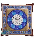 Horloge en khatamkari 45 cm carrée fleur et oiseau