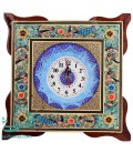 Horloge khatam carrée 34 cm fleur et oiseau et arabesque