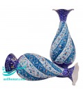 Paire de vase d'Ispahan en émail 16 cm arabesque et fleur