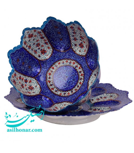 Isfahan minakari bowl and plate set