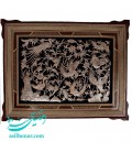 Cadre ciselé en cuivre et khatam 50x70 cm fleur et oiseau