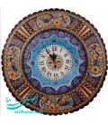 Horloge en khatamkari ronde 47 cm avec cadran émaillé en croissant