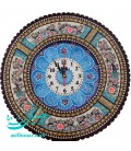 Horloge ronde murale khatamkari 42 cm avec cadran émaillé en croissant