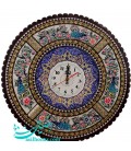 Excellente horloge murale ronde khatamkari 37 cm avec cadran émaillé en croissant