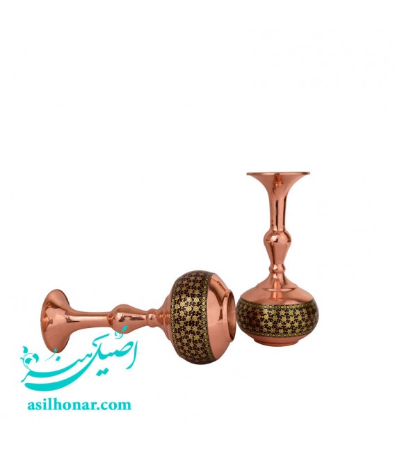 Vase de cuivre khatam kari 
