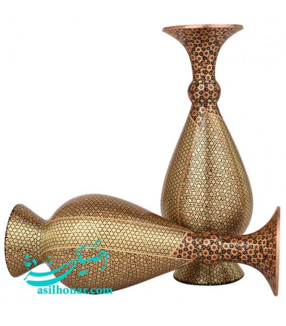 Vase en cuivre khatam kari