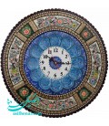 Horloge 47 cm khatam kari ronde dessin fleur et oiseau