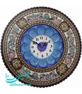 Horloge khatam kari 42 cm ronde avec cadran émaillé en croissant