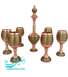 Khatamkari sake jug and glass set