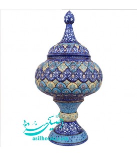 شکلات خوری مسی 42 سانتی میناکاری طرح اسلیمی پرداز