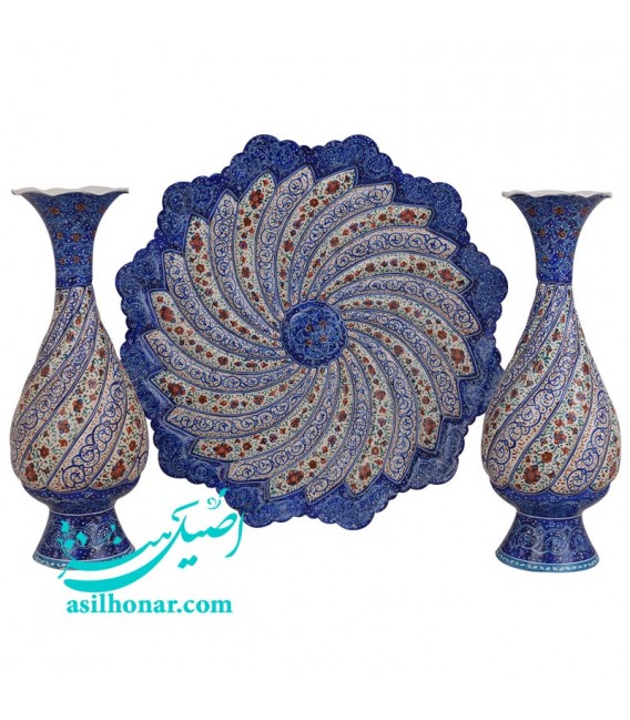 Minakari plate and vase set