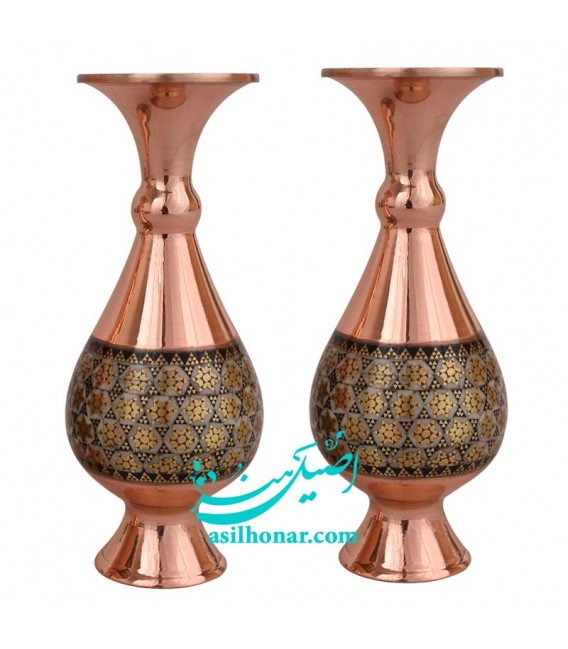 Vase khatam kari sur cuivre