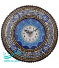 Horloge khatam kari ronde 42 cm avec cadran émaillé en croissant
