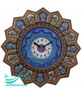Horloge en forme de soleil 37 cm khatam kari avec cadran émaillé en croissant