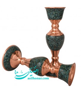Bougeoirs incrustés de turquoise