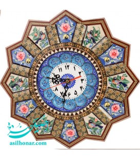 Horloge khatam en forme de soleil 32 cm avec cadran émaillé