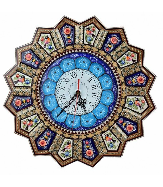 Horloge en émail et en khatamkari