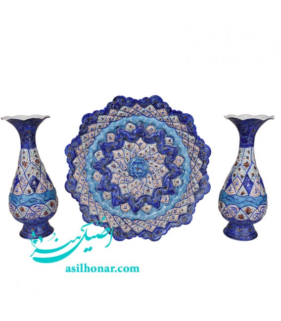 Minakari flower vase and plate