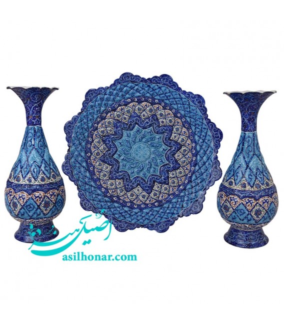 Minakari plate and flower vase set