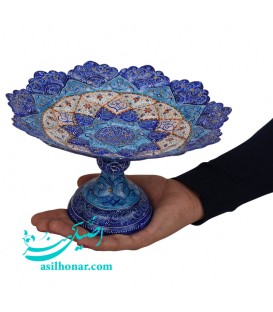 Plat à gâteau 20 cm en émail d'Ispahan dessin arabesque khatai