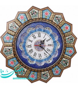ساعت دیواری خاتم و میناکاری 47 سانتی متری