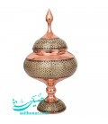 Bonbonnière khatam kari sur cuivre 31 cm