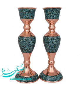 شمعدان فیروزه کوبی 15 سانتی