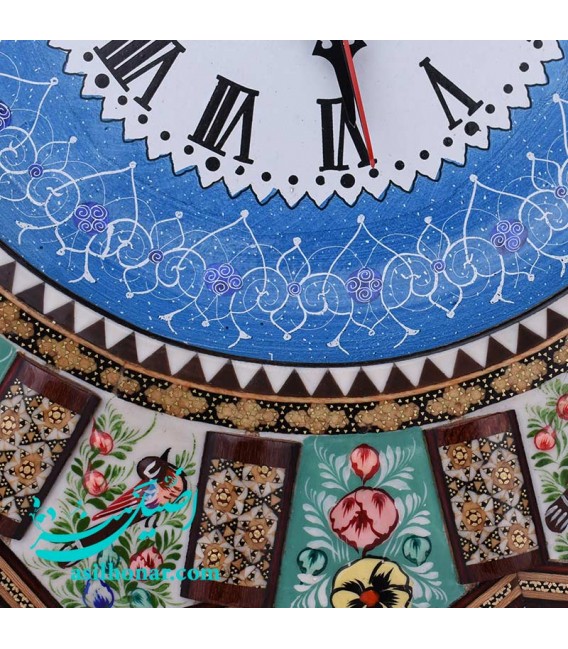 Grande horloge en émail et khatam 