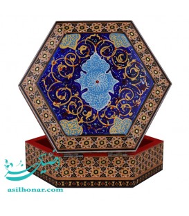 جعبه جواهراتی شش گوش خاتم نقاشی
