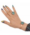 Turquoise inlaying ring and bracelet set