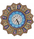 Horloge en khatamkari 37 cm fleur et oiseau