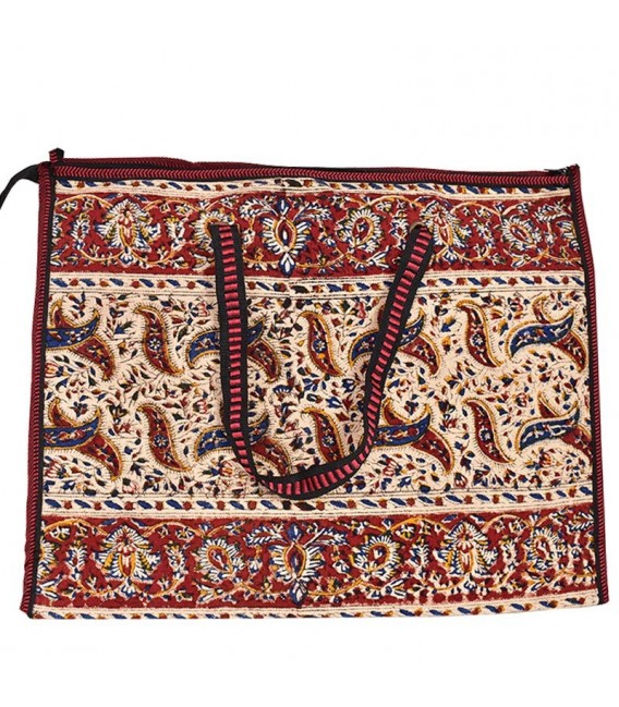 Ghalamkari bag leaves design