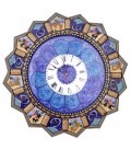 Horloge en khatamkari 47 cm chasse avec vadran émaillé croissant