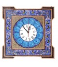 Horloge carrée en khatamkari fleur et oiseau avec cadran émaillé en croissant