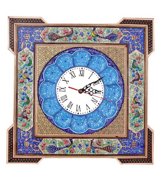 Horloge khatam fleur et oiseau 