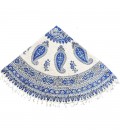 Ghalamkari round tablecloth 1.5 m paisley blue design