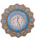 Horloge 48 cm khatamkari soleil fleur et oiseau avec cadran émaillé croissant
