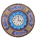 Horloge ronde en khatamkari 48 cm avec cadran émaillé en croissant