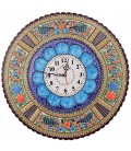 Horloge en khatamkari ronde 42 cm avec cadran en émail en croissant